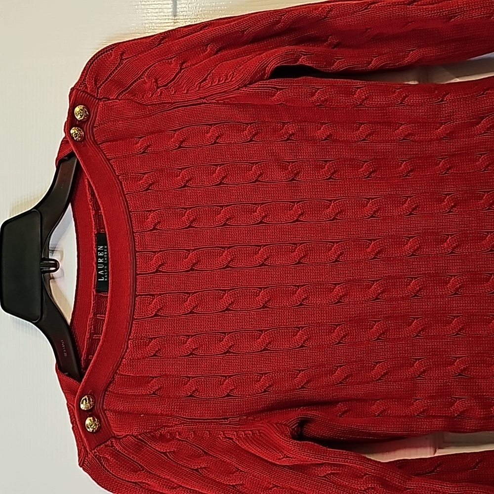 Lauren Ralph Lauren Red Cable Knit Sweater